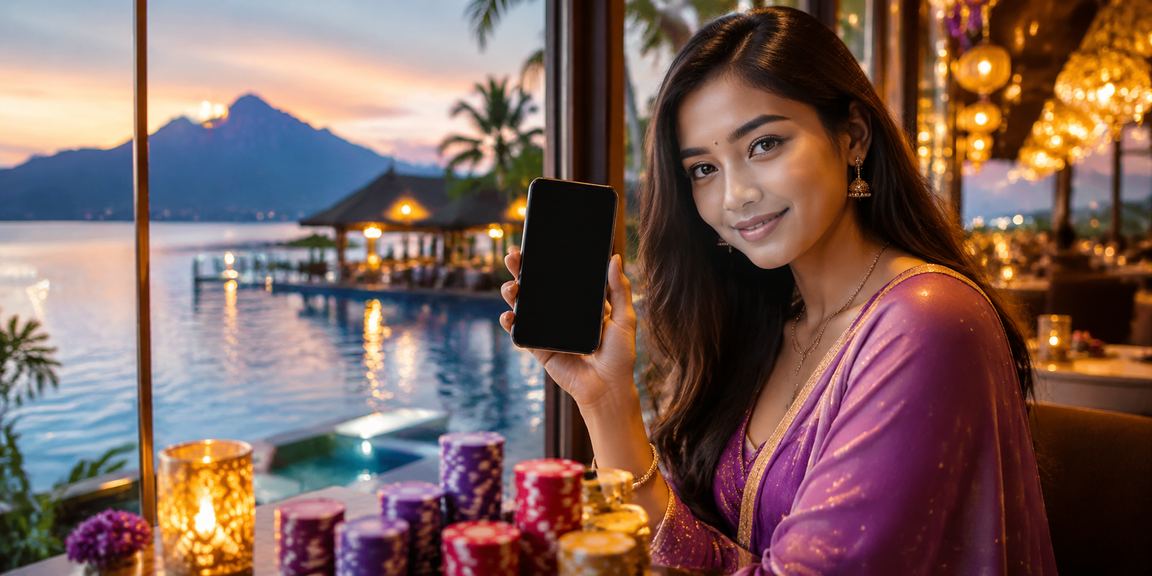 Pengguna memegang telefon pintar menikmati promosi kasino mudah alih di Sabah